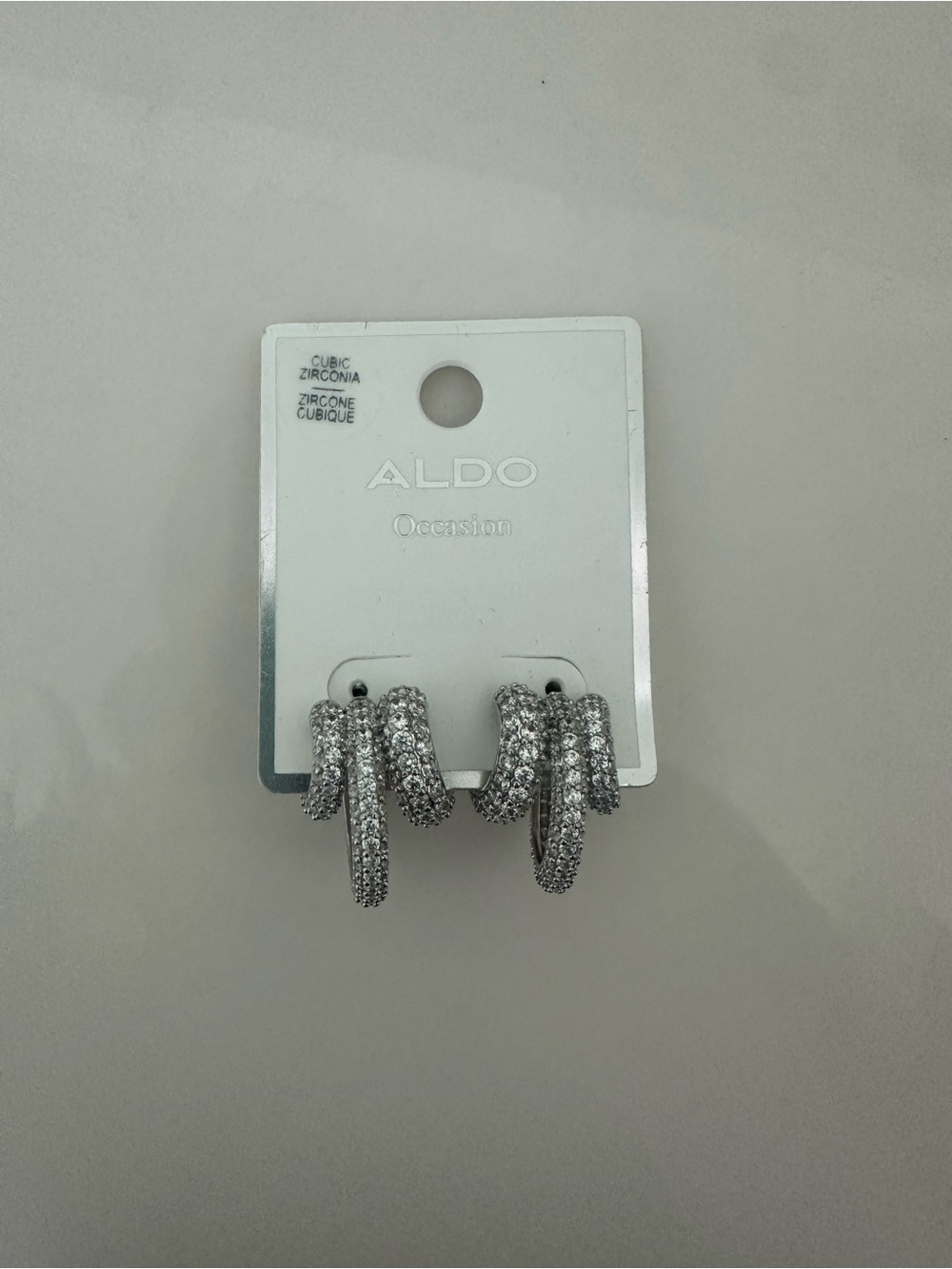 Aldo Silver Pave Crystal Double-Hoop Earrings